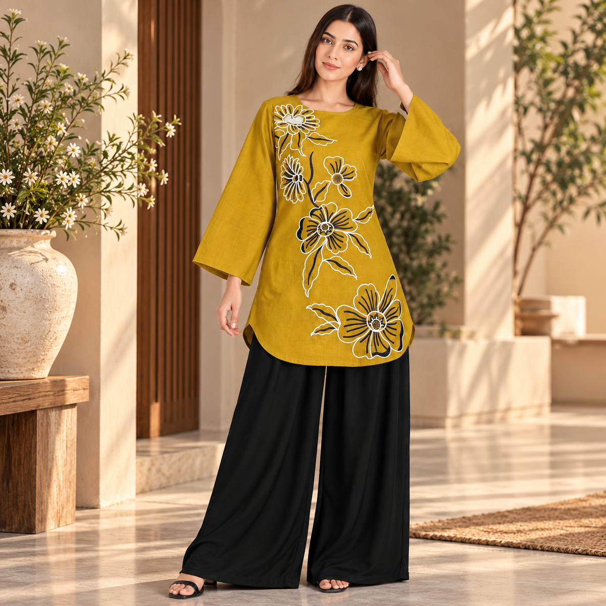 Women’s Winter Cotton 2-Piece Stitched Suit – Floral Embroidered