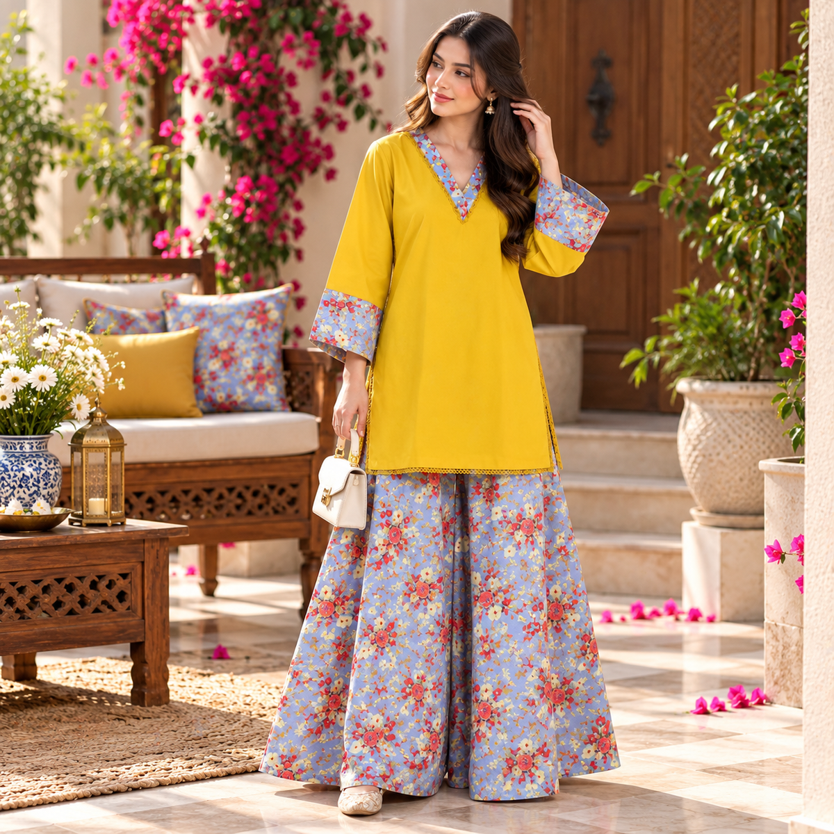 Mustard Yellow 2-Piece Winter Cotton Suit – Sheen Official