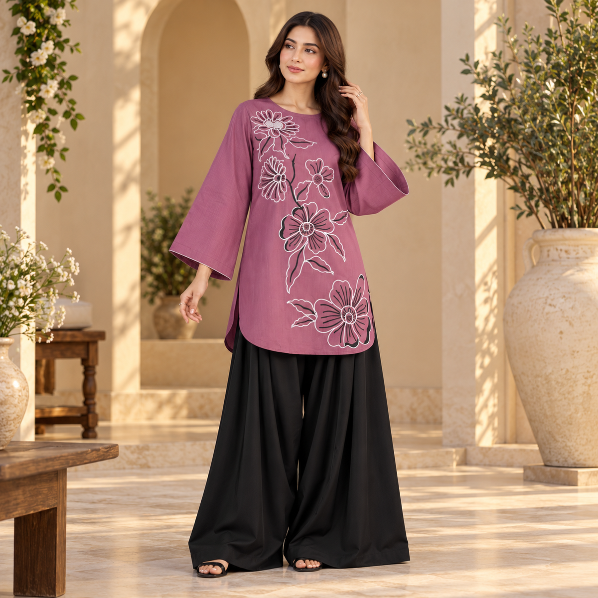 Women’s Winter Cotton 2-Piece Stitched Suit – Floral Embroidered