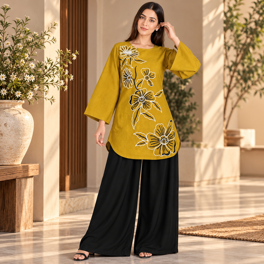 Women’s Winter Cotton 2-Piece Stitched Suit – Floral Embroidered
