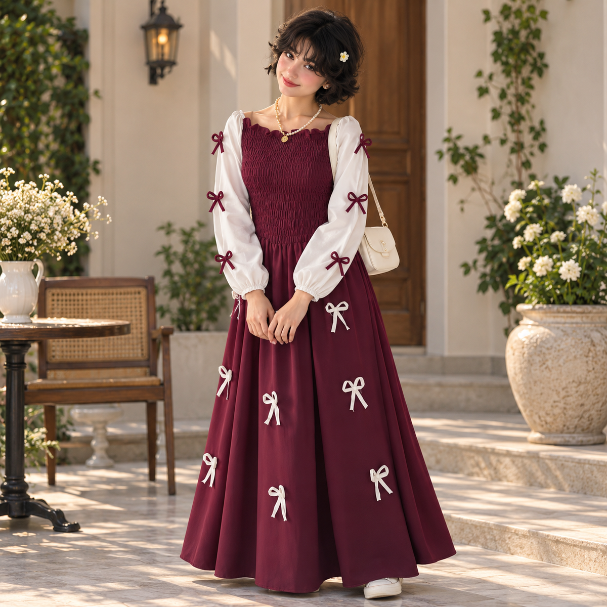 Women’s Bow Detail Maxi Skirt – Winter Crush Georgette Collection