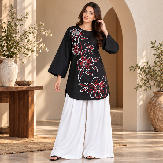 Women’s Winter Cotton 2-Piece Stitched Suit – Floral Embroidered