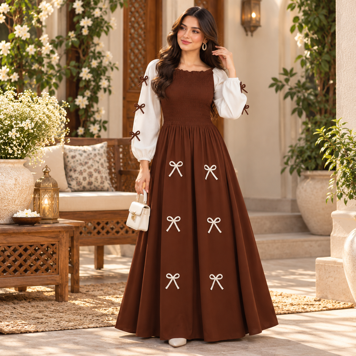 Women’s Bow Detail Maxi Skirt – Winter Crush Georgette Collection