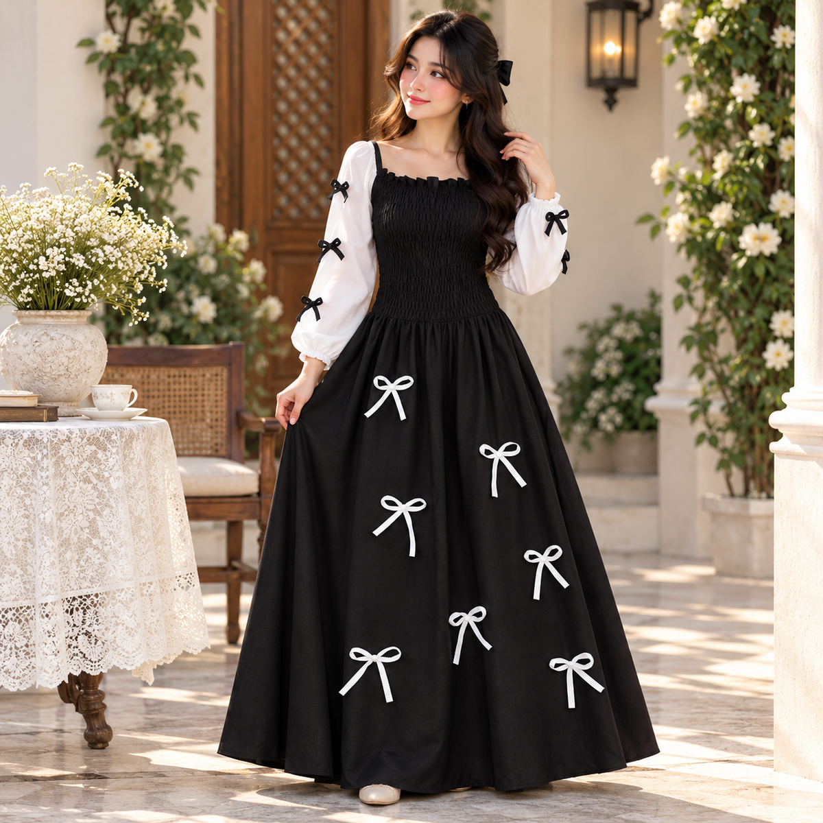 Women’s Bow Detail Maxi Skirt – Winter Crush Georgette Collection