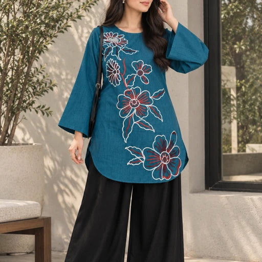 Women’s Winter Cotton 2-Piece Stitched Suit – Floral Embroidered