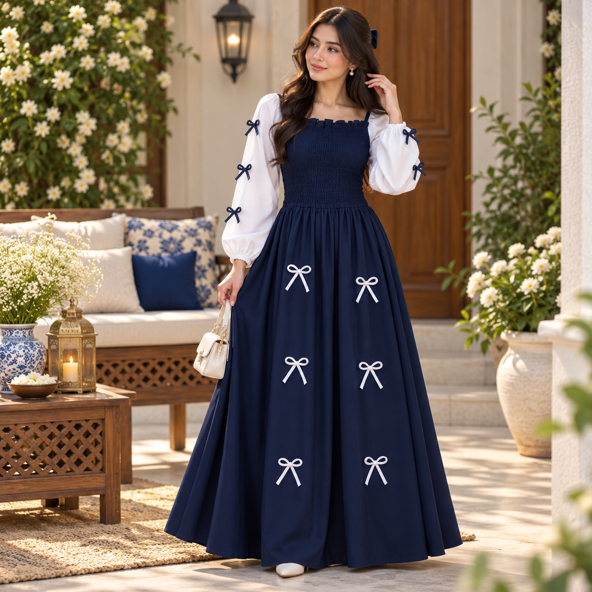 Women’s Bow Detail Maxi Skirt – Winter Crush Georgette Collection