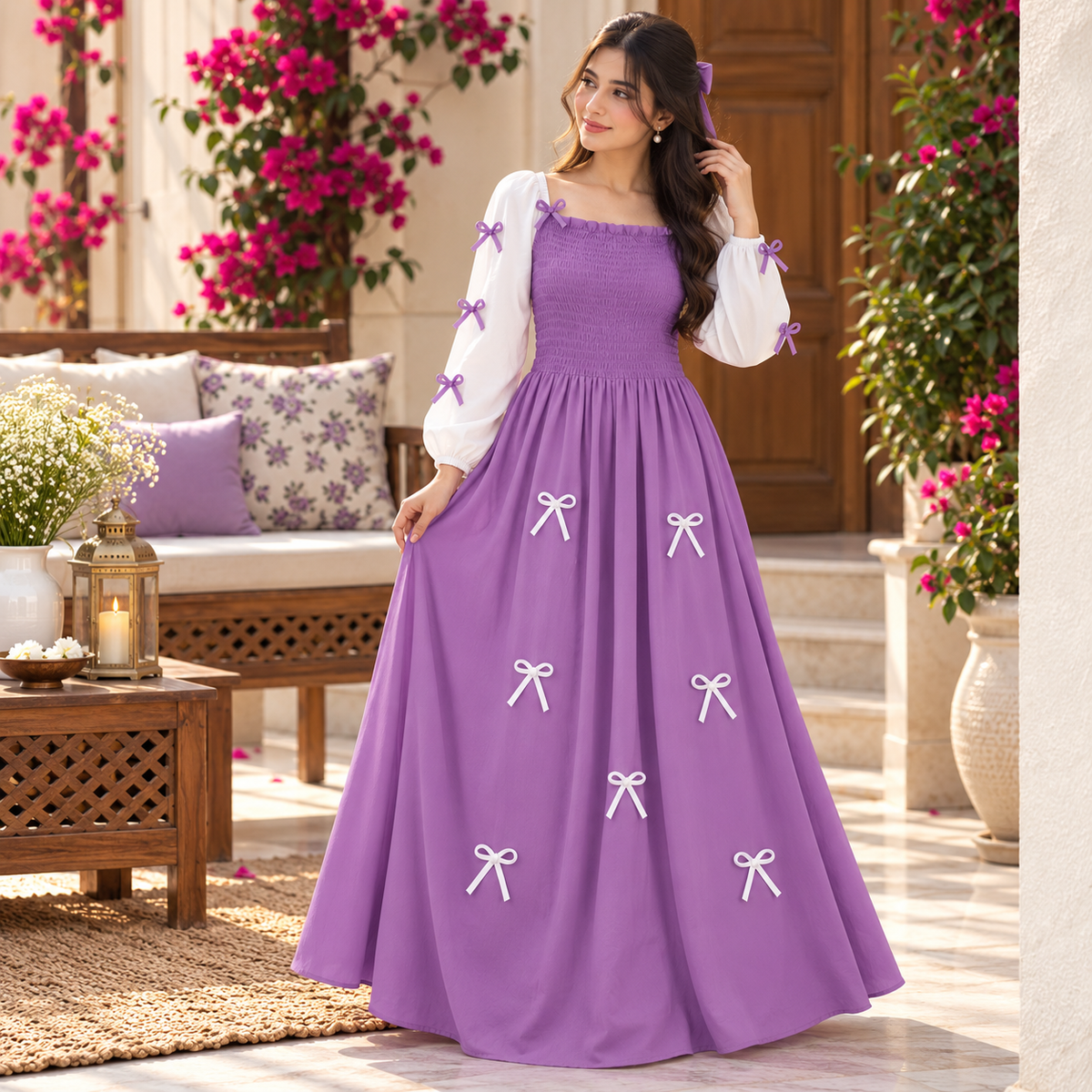 Women’s Bow Detail Maxi Skirt – Winter Crush Georgette Collection