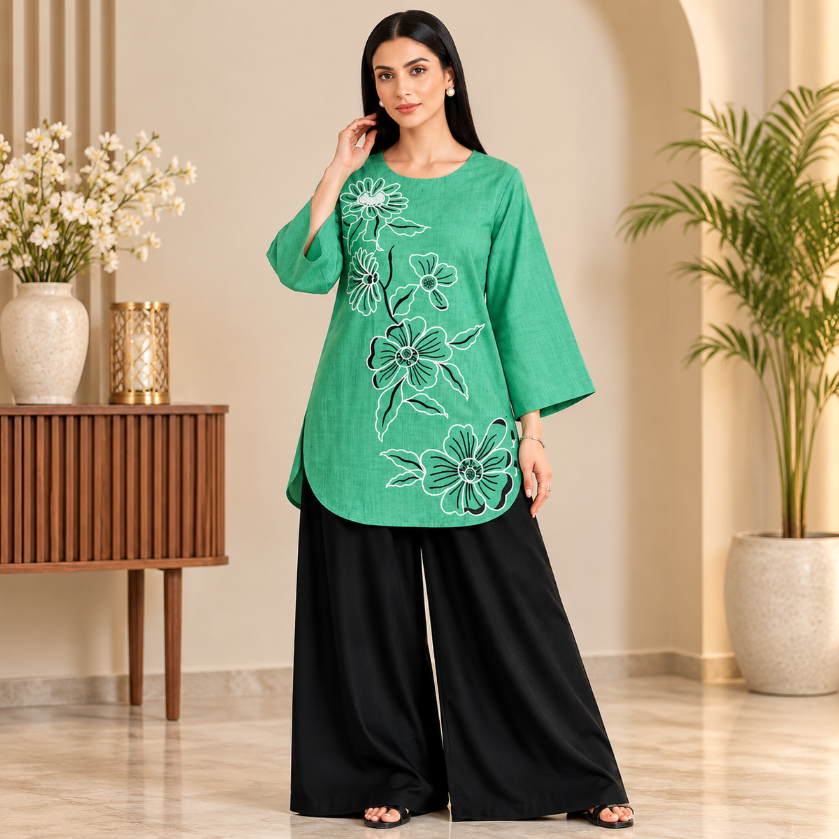 Women’s Winter Cotton 2-Piece Stitched Suit – Floral Embroidered