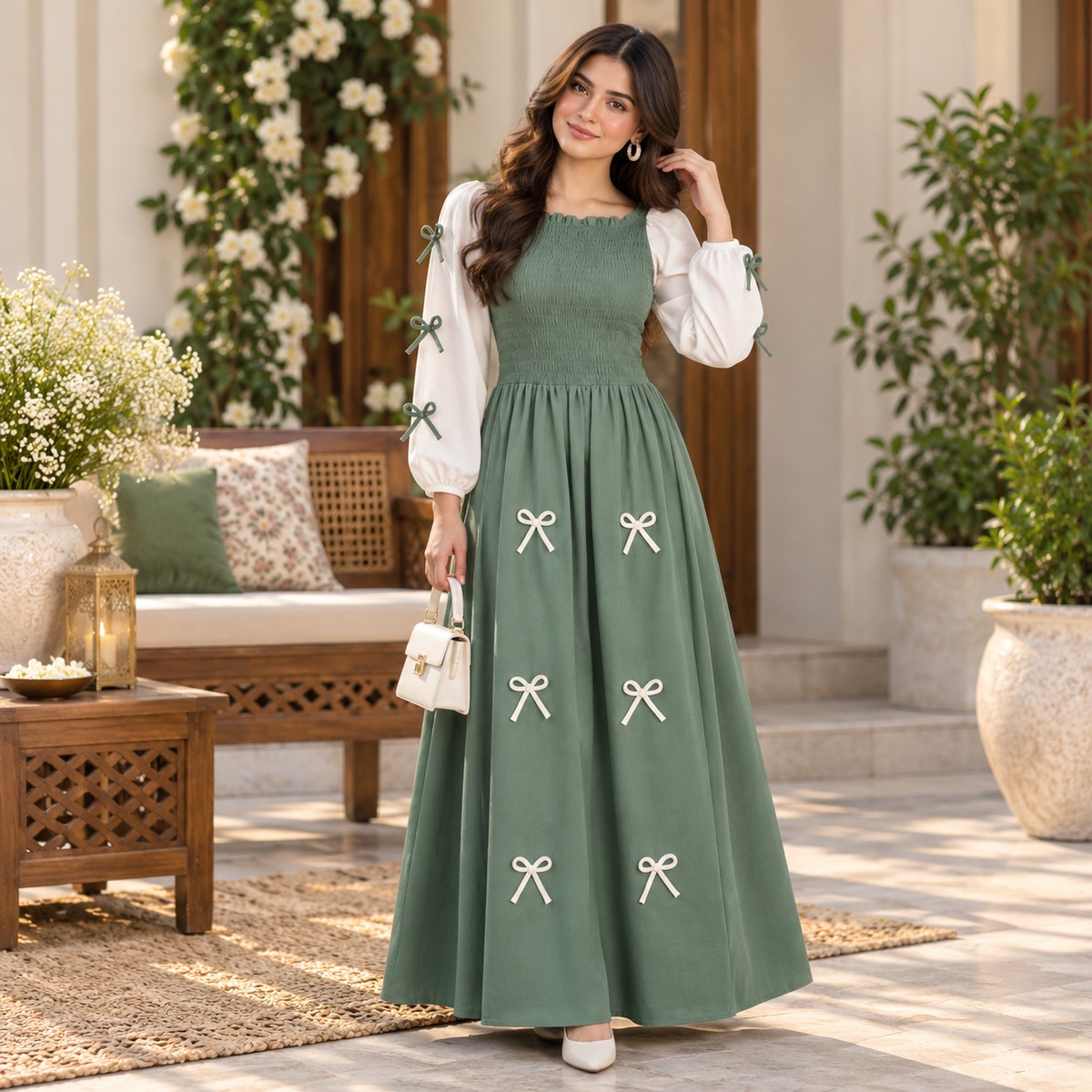 Women’s Bow Detail Maxi Skirt – Winter Crush Georgette Collection